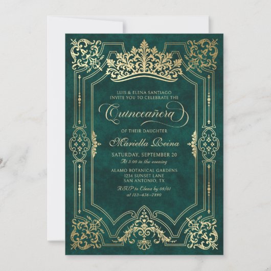 グリーンクラウンティアラエレガントキンセアニェラ 招待状 (正面)