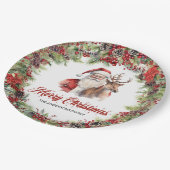 グリーンクラシックとレッドリースサンタとトナカイ ペーパープレート (アングル)