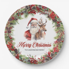グリーンクラシックとレッドリースサンタとトナカイ ペーパープレート