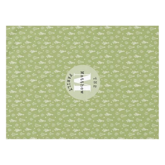 グリーンクラシッククリスマスツリーファミリーホリデー テーブルクロス (正面(横))