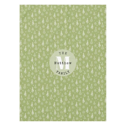 グリーンクラシッククリスマスツリーファミリーホリデー テーブルクロス (正面)