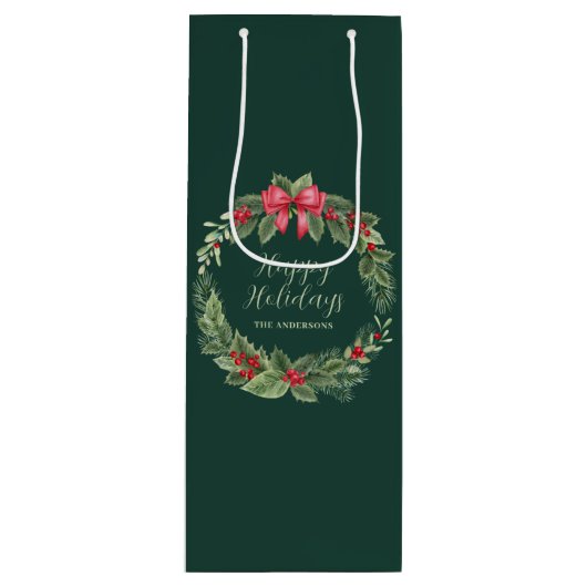 グリーンクラシッククリスマスリース名 ワインギフトバッグ (正面)