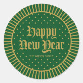 グリーンクラシック装飾幾何学新年 ラウンドシール (正面)