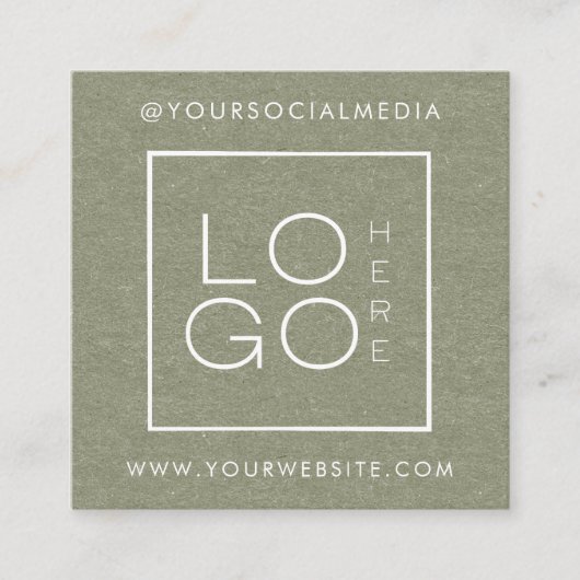 グリーンクラフトカスタムロゴ写真QRコードソーシャルメディア スクエア名刺 (正面)