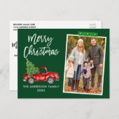 グリーンクラフトテープブラシスクリプトトラッククリスマス ポストカード (正面/裏面)