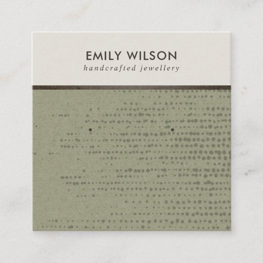グリーンクラフト白点スタッドイヤリングディスプレイカード スクエア名刺 (正面)