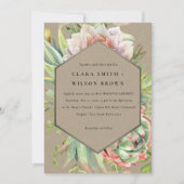 グリーンクラフト砂漠の多肉性のサボテンの結婚葉 招待状 (正面)