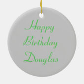 グリーンクリケットマクロカスタム誕生日 セラミックオーナメント (裏面)