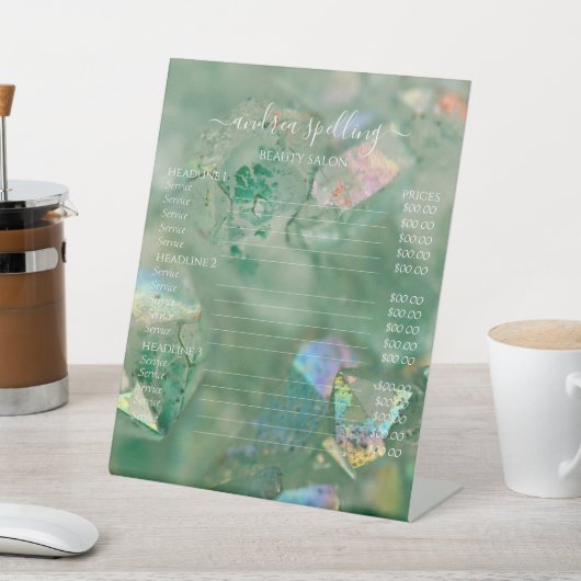 グリーンクリスタルオーラクォーツペデスタルサイン 台座サイン (インサイチュ)