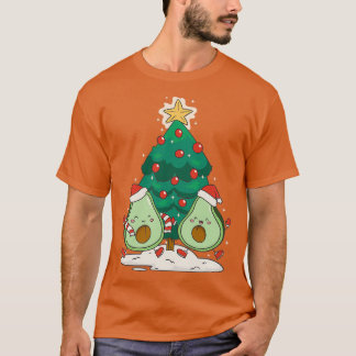 グリーンクリスマスかわいいアボカドクリスマスツリーのイルスト Tシャツ