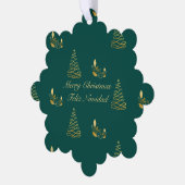 グリーンクリスマスとゴールデンクリスマスのバイリンガルFeliz Navidad オーナメントカード (左)