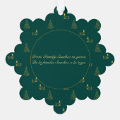 グリーンクリスマスとゴールデンクリスマスのバイリンガルFeliz Navidad オーナメントカード (裏面)