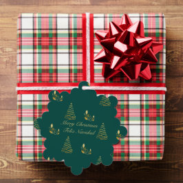 グリーンクリスマスとゴールデンクリスマスのバイリンガルFeliz Navidad オーナメントカード
