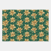 グリーンクリスマスに咲くゴールデンポインセチアの花 ラッピングペーパーシート (正面2)