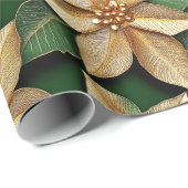 グリーンクリスマスに咲くゴールデンポインセチアの花 ラッピングペーパー (ロールコーナー)