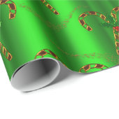 グリーンクリスマスに豪華なゴールデンキャンディーキャンズ ラッピングペーパー (ロールコーナー)