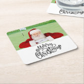 グリーンクリスマスのサンタゴルファーパーティー スクエアペーパーコースター (アングル)