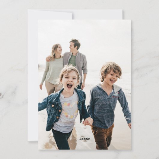 グリーンクリスマスはっきりしたタイポグラフィオーバルアーチ写真 シーズンカード (裏面)