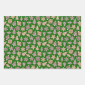 グリーンクリスマスを設定したジンジャーブレッドCookie ラッピングペーパーシート (正面2)
