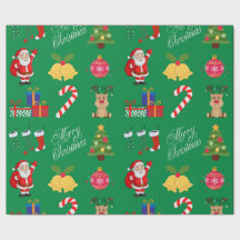グリーンクリスマスアイコンラッピング紙