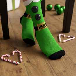 グリーンクリスマスエルフのいたずらと優しいフェスティブソックス ソックス