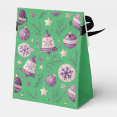 "グリーンクリスマスオーナメントとベルギフトボックス" フェイバーボックス (裏面サイド)