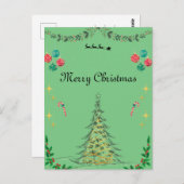 グリーンクリスマスカード ポストカード (正面/裏面)