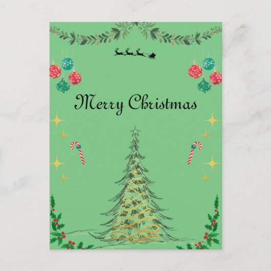 グリーンクリスマスカード ポストカード (正面)