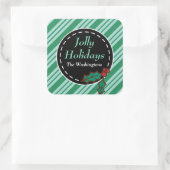 グリーンクリスマスキャンディギフトラベルシール スクエアシール (バッグ)