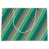グリーンクリスマスキャンディストライプズ大抱き枕 ラージペーパーバッグ (正面)