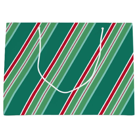 グリーンクリスマスキャンディストライプズ大抱き枕 ラージペーパーバッグ (正面)