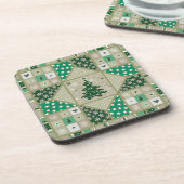 グリーンクリスマスキルト | Christmas Corkコースターセット コースター (左側)