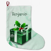 グリーンクリスマスギフトストッキング ラージクリスマスストッキング (正面)