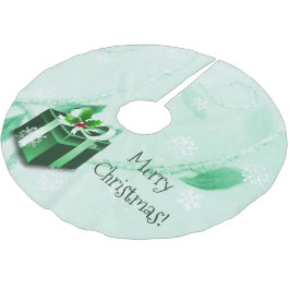 グリーンクリスマスギフトツリースカート ブラッシュドポリエステルツリースカート