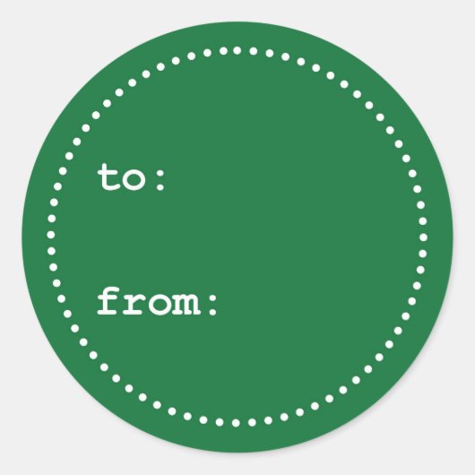 グリーンクリスマスギフトラウンドステッカー ラウンドシール (正面)