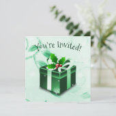 グリーンクリスマスギフト招待状 招待状 (スタンド正面)