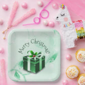 グリーンクリスマスギフト紙プレート ペーパープレート (パーティー)