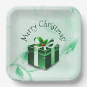 グリーンクリスマスギフト紙プレート ペーパープレート (正面)