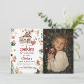 グリーンクリスマスクッキーとココア誕生日写真 招待状 (スタンド正面)