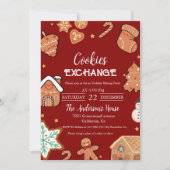 グリーンクリスマスクッキー交換クリスマスパーティー 招待状 (正面)