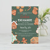 グリーンクリスマスクッキー交換クリスマスパーティー 招待状 (スタンド正面)