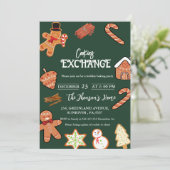 グリーンクリスマスクッキー交換パーティの招待状 案内状 (スタンド正面)