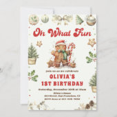 グリーンクリスマスクッキー誕生日パーティーああ何おもしろい 招待状 (正面)