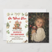 グリーンクリスマスクッキー誕生日パーティーああ何おもしろい 招待状 (正面)