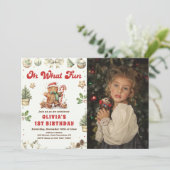 グリーンクリスマスクッキー誕生日パーティーああ何おもしろい 招待状 (スタンド正面)