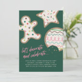 グリーンクリスマスクッキー飾のパーティの招待状 招待状 (スタンド正面)