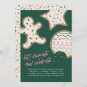 グリーンクリスマスクッキー飾のパーティの招待状 招待状 (正面/裏面)