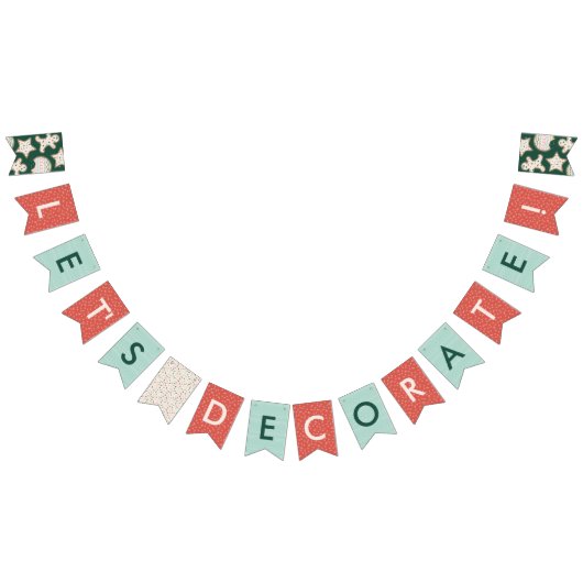 グリーンクリスマスクッキー飾のパーティーバナー バンティングフラッグ (全)