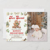 グリーンクリスマスクッキー2つの甘い誕生日写真 招待状 (正面)