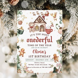 グリーンクリスマスクッキーOnederful 1st誕生日 招待状